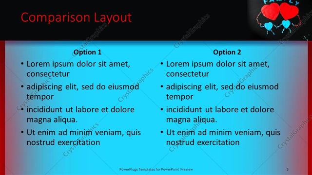 Comparison presentation slide layout