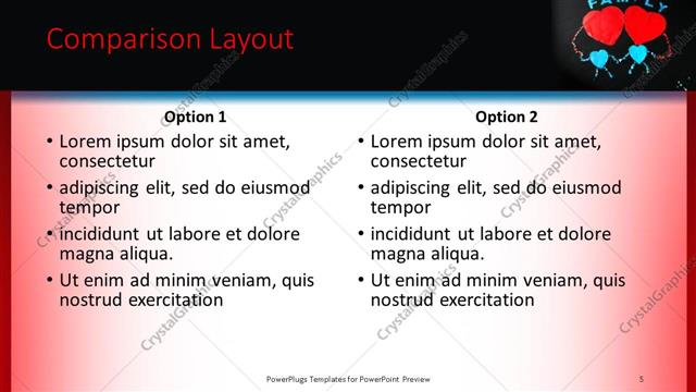 Comparison presentation slide layout