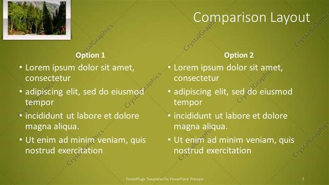 Comparison presentation slide layout