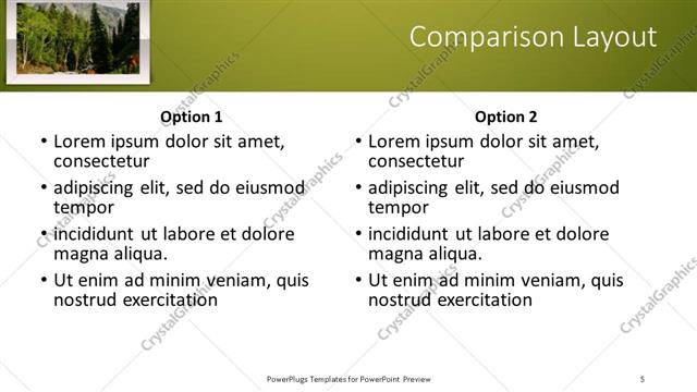 Comparison presentation slide layout
