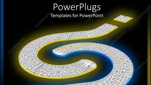  Presentation with maze - Two huge question marks linked on a black background