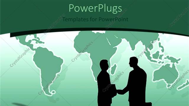  Presentation with cases - Two human characters with brief cases having a handshake