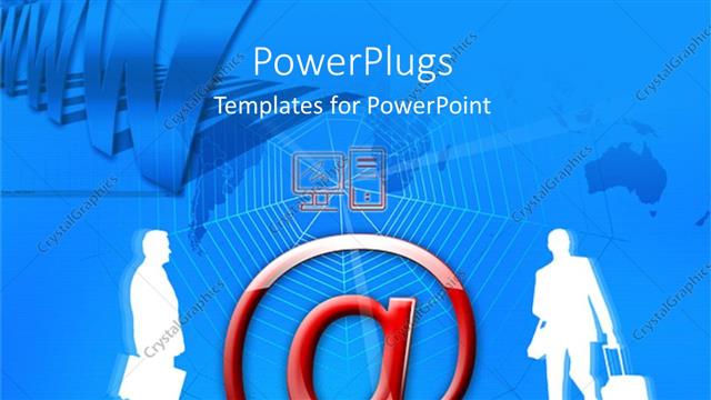  Presentation with web - Two human characters holding briefcases and a large @ symbol