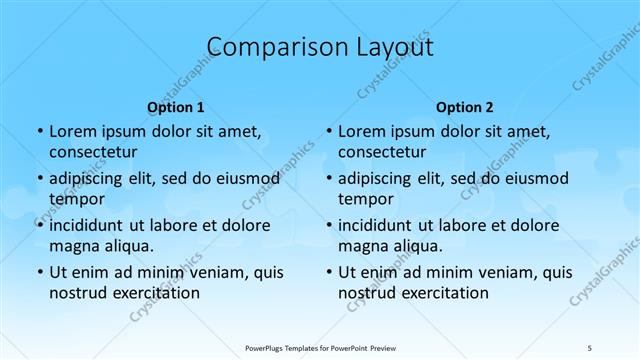 Comparison presentation slide layout