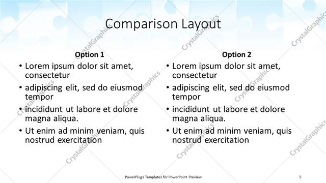 Comparison presentation slide layout