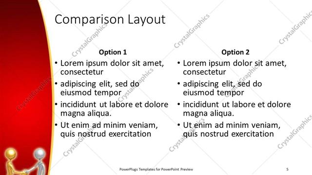 Comparison presentation slide layout