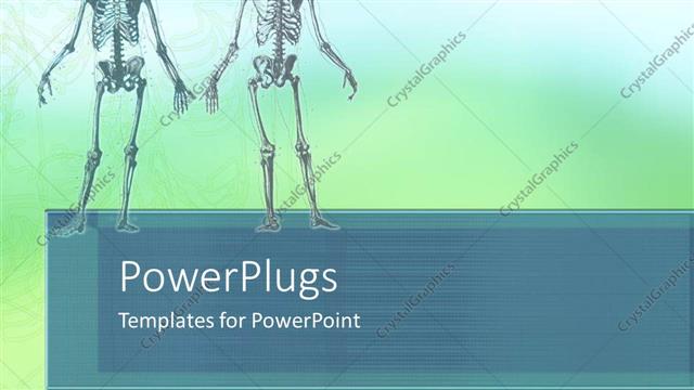  Presentation with skeleton - Two human skeleton close ups standing in blue background