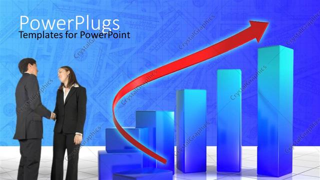  Presentation with marketing - Two humans having a conversation with a red arrow and bars beside them