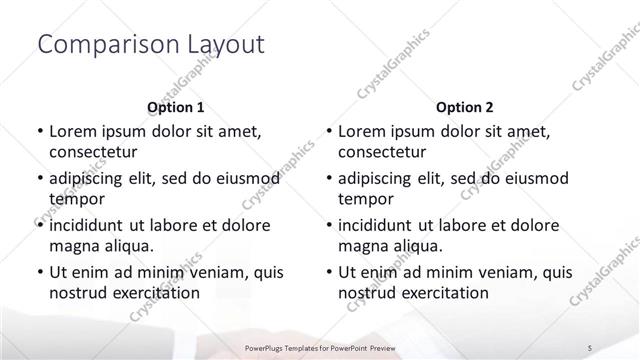 Comparison presentation slide layout