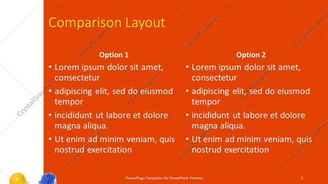 Comparison presentation slide layout