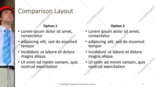 Comparison presentation slide layout