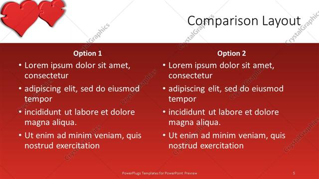 Comparison presentation slide layout