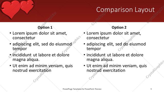 Comparison presentation slide layout