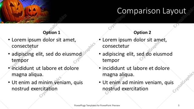 Comparison presentation slide layout