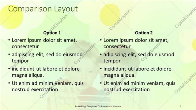 Comparison presentation slide layout
