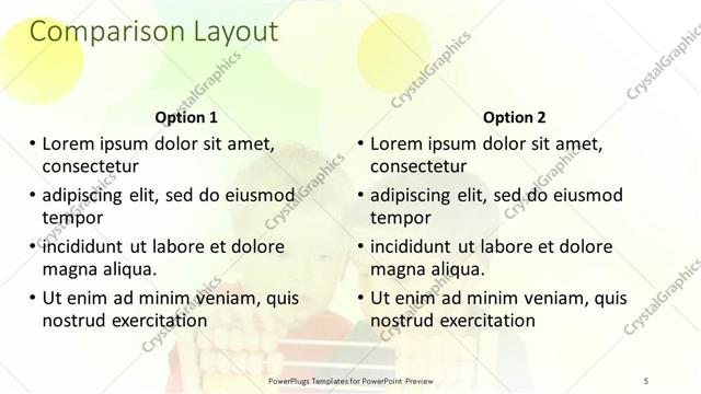 Comparison presentation slide layout