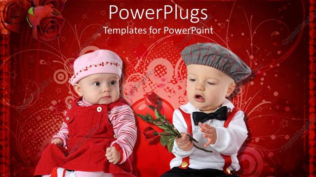  Presentation with valentine - Two kids celebrating the valentine's day