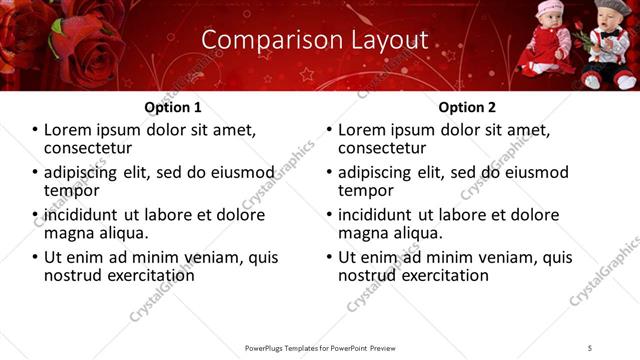 Comparison presentation slide layout