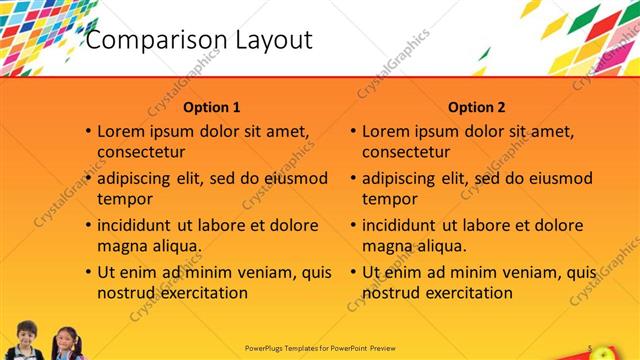 Comparison presentation slide layout