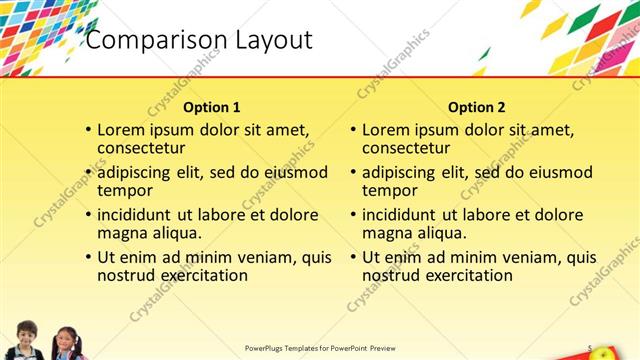 Comparison presentation slide layout