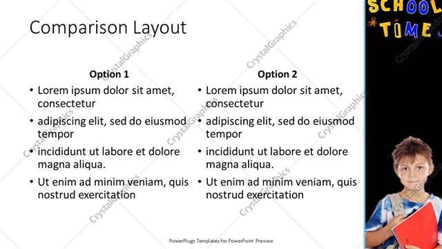 Comparison presentation slide layout
