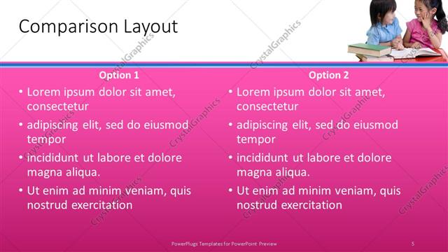 Comparison presentation slide layout