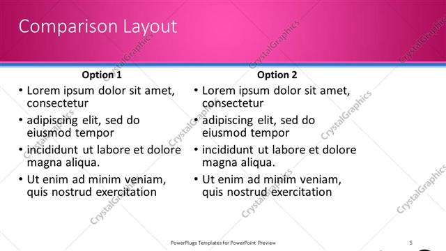 Comparison presentation slide layout