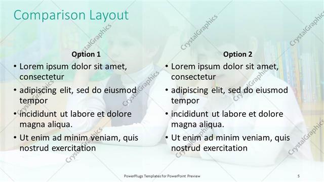 Comparison presentation slide layout