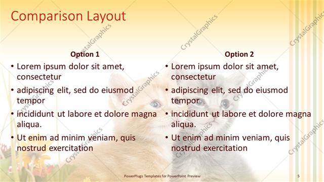 Comparison presentation slide layout