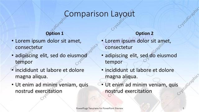 Comparison presentation slide layout