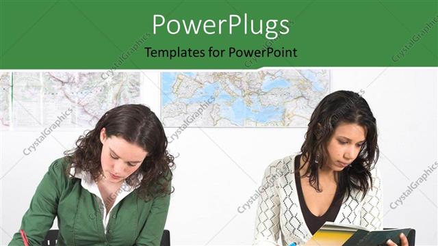  Presentation with reading table - Two ladies reading books?on a yellow reflective table