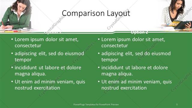 Comparison presentation slide layout