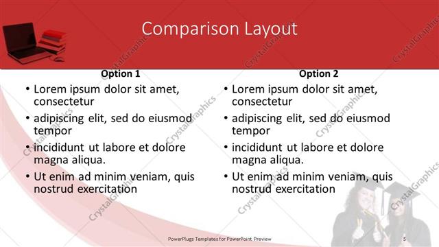 Comparison presentation slide layout