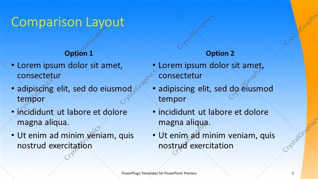 Comparison presentation slide layout