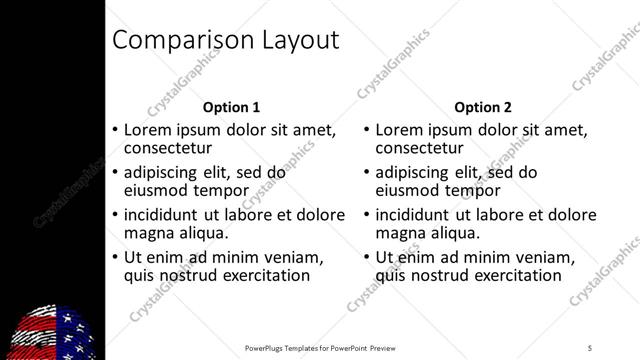 Comparison presentation slide layout