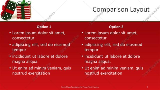 Comparison presentation slide layout