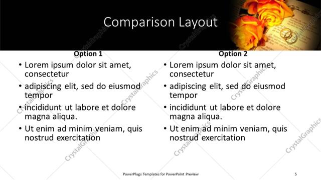 Comparison presentation slide layout