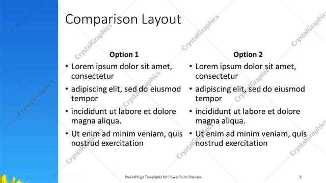 Comparison presentation slide layout