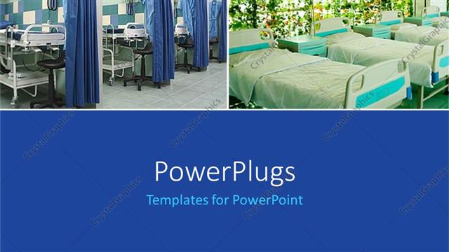  Presentation with beds - Two layouts of hospital beds and blue background at the bottom