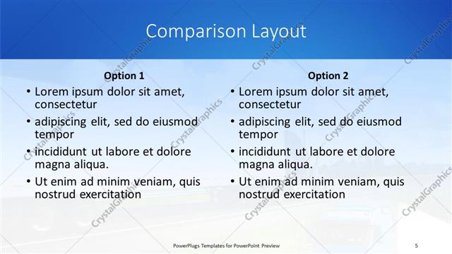 Comparison presentation slide layout