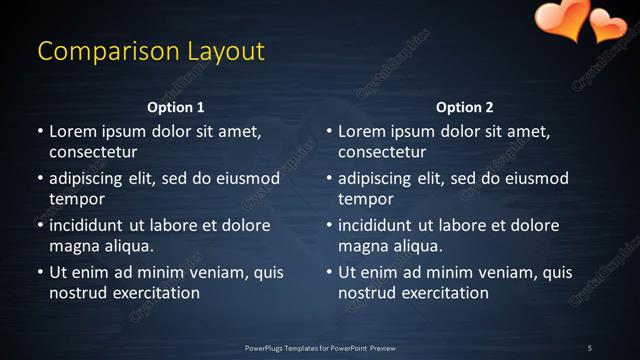 Comparison presentation slide layout
