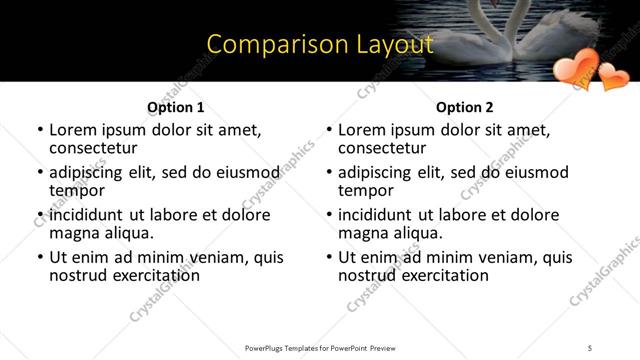 Comparison presentation slide layout