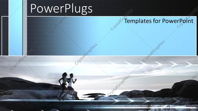  Presentation with black female - Two male and female adults running fast on a black background