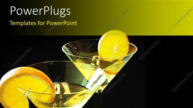  Presentation with lemon - Two martini glasses with lemon slices and black background