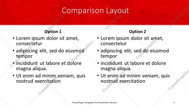 Comparison presentation slide layout
