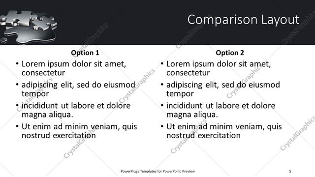 Comparison presentation slide layout