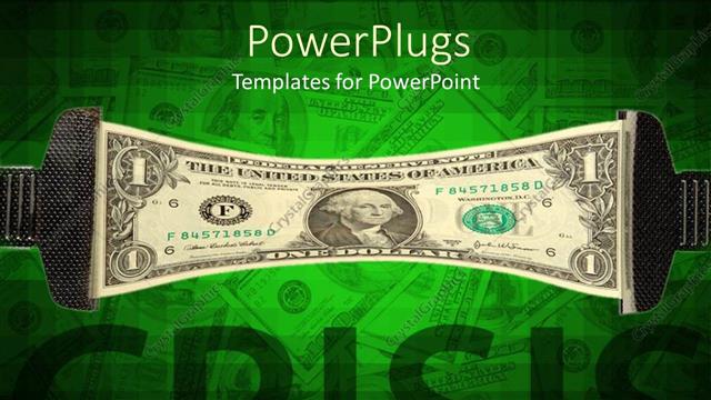  Presentation with stretching - Two objects stretching out a dollar bill with a text that spells out the word 