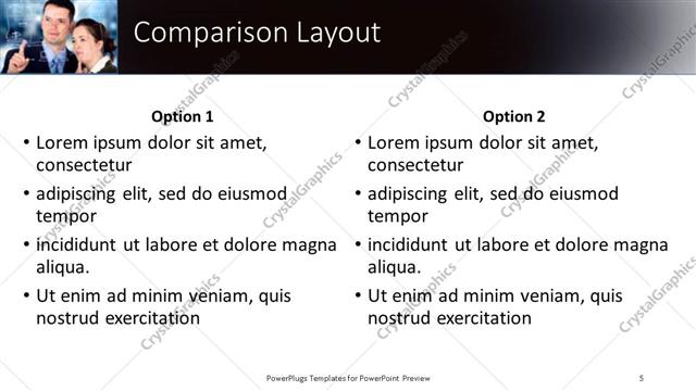 Comparison presentation slide layout