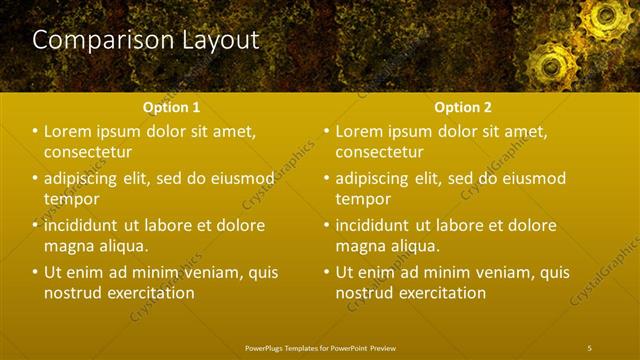 Comparison presentation slide layout