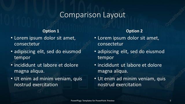 Comparison presentation slide layout